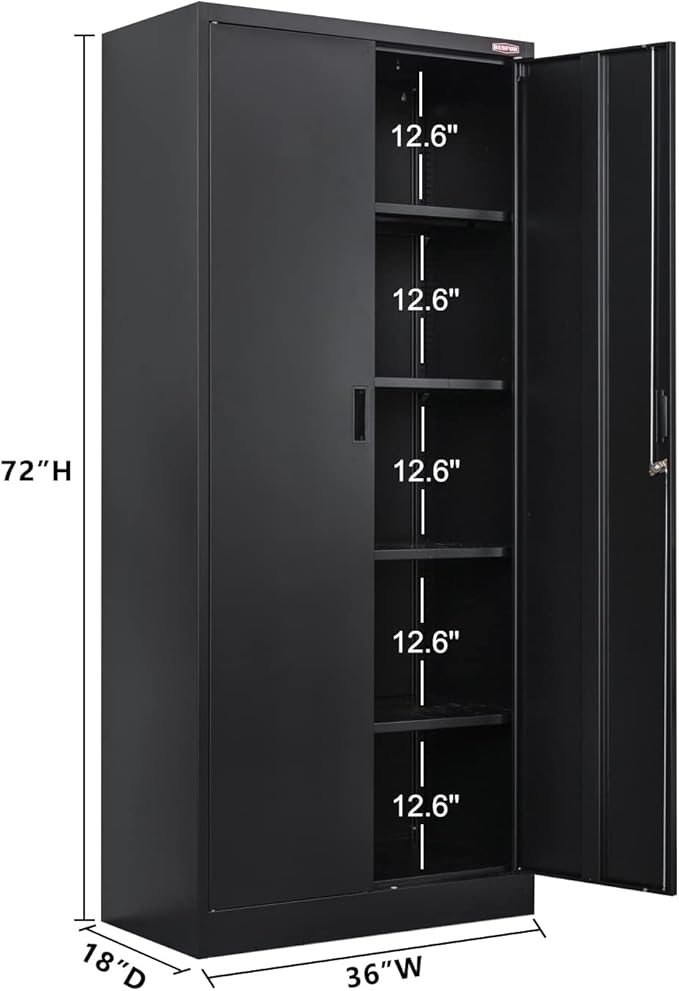 BESFUR Metal Storage Cabinet, Adjustable Shelves and Locking Doors - Image 3
