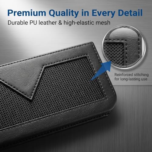PU Leather Car Seat Gap Storage Pocket, Multifunctional Elastic Mesh Side Organizer, Self-Adhesive Anti-Scratch Car Side Storage Pouch Holds Phone Cards Receipts (Black) - Image 3