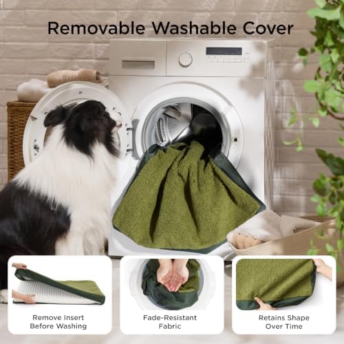 Bedsure Washable Dog Beds Large Sized Dog with Comfy Sherpa, 36" Dark Green - Image 5