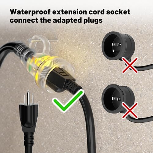 POWGRN 50 FT 16 Gauge Black Indoor/Outdoor Extension Cord Waterproof - Image 2