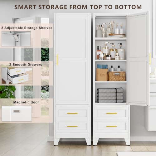 20 inch Wide Storage Cabinet with Doors and Shelves, Tall Narrow Pantry - Image 5