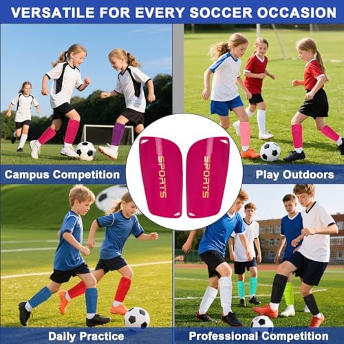 Kids Soccer Shin Guards 2 Pairs Slip-in Youth Shin Pads for Boys Girls, Lightweight PP+EVA Soccer Protective Gear Fits with Shin Guard Sleeves(not Included), Toddler to Teen Sizes Multiple Colors - Image 7