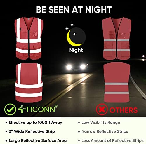 TICONN High Visibility Reflective Safety Vest for Men & Women, ANSI Class 2 - Image 3