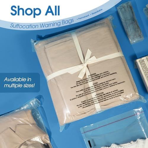 12” X 15” (100 Count) Self Seal Clear Poly Bags with Suffocation Warning - Image 7