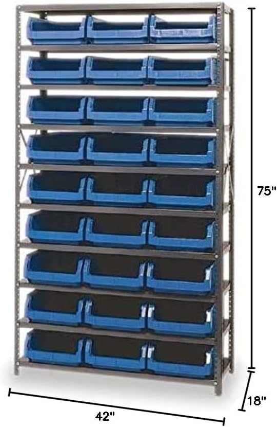 Quantum Storage Systems MSU-531YL Solid Heavy Duty 10 Shelves 27 MAGNUM Yellow Bins 75" H x 42" W x 18" D - Image 5