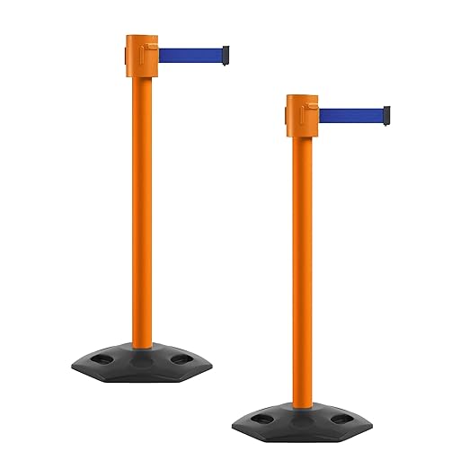 Montour Line MSR760 Set of 2 Retractable Belt Barrier Stanchion, Rubber Base by Montour+Line
