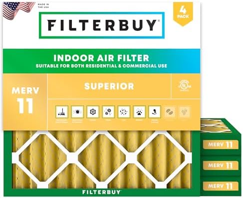 Filterbuy 18x18x2 Air Filter MERV 11 Pet & Allergy Defense (4-Pack) by Filterbuy