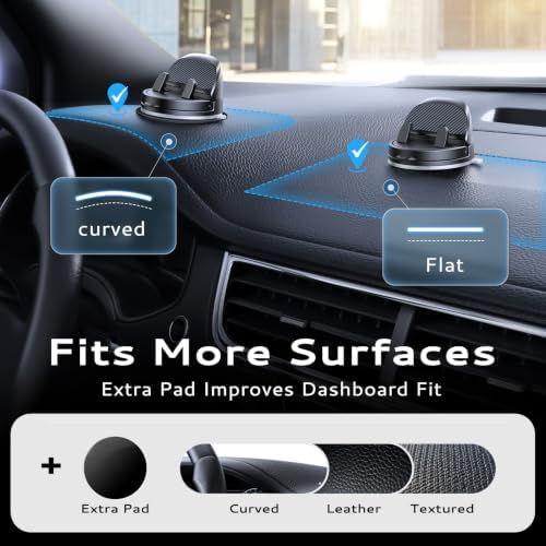 ACMEZING Ultra-Compact Car Phone Holder [Thick Case Friendly | 78LB Suction] 360° Rotate & 30° Tilt Car Phone Mount, Uneven Dashboard Ready, Phone Holders for Your Car for All Smartphones - Image 5