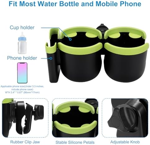 Accmor Stroller Cup Holder with Phone Holder, Bike Cup Holder, Walker Scooter Wheelchair Cup Holder Attachment, Universal Cup Holder for Uppababy Graco Strollers - Image 5