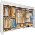 Ulif E13C Pro Heavy Duty Closet Organizer System，Freestanding Clothing Racks for Hanging Clothes，Adjustable Garment Rack 75" W x16 D x77 H Hold 1000lbs，White Rack with White Dustproof Cover by Ulif
