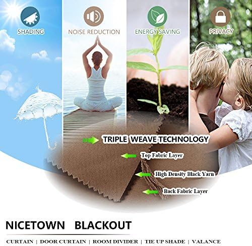 NICETOWN Noise Reducing Room Divider Curtains - Wide Width Grommet Top Partition Panel for Living, Bedroom, Baby Room (One Pack, 8ft Tall x 15ft Wide, Cappuccino) - Image 4