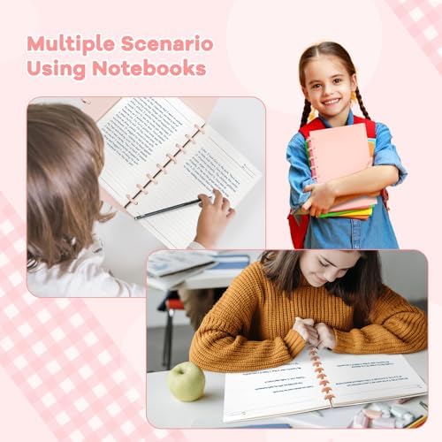 Discbound Notebook, 8-Disc Disbound Planner with Removable Pages, 180 Pages Spiral Notebook, Poly Cover Discbound Planner for Work, Travel, Note Taking(With Index Sticker),Pink,A5 - Image 6