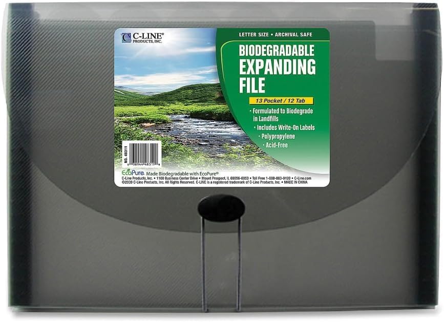C-Line 13-Pocket Expanding File, 1 Expanding File, Smoke (48311) Letter Size (Pack of 12) by C-Line