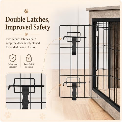 Yaheetech 27.5in Wooden Dog Crate Furniture w/Cushion for Small Dogs, Gray - Image 7