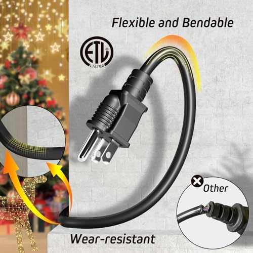 Eversimpleinc Black 1 to 4 Splitter Outdoor Extension Cord 13 FT 4 Outlets - Image 6