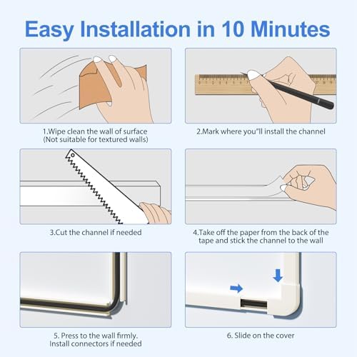 Yecaye Cord Hider, 113in One-Cord Cable Raceways, W0.59in H0.4in, Beige - Image 7