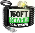 POWGRN 150 FT 16 Gauge Black Indoor/Outdoor Extension Cord Waterproof by POWGRN
