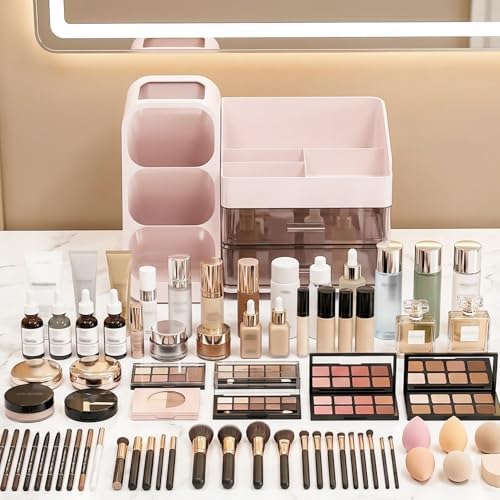 Large Capacity Makeup Organizer Countertop with Makeup Brush Holder for Vanity, Thickened Material, Bathroom Countertop Organizer Skin Care Perfumes Storage, Teen Girl Gifts for 12-23 Year - Image 3