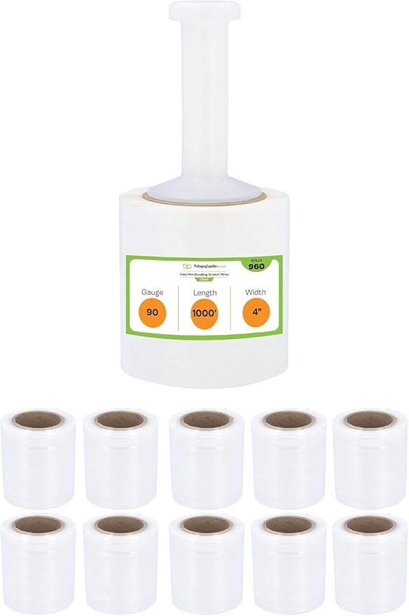 PSBM 960 Rolls 4 Inch x 1000 Feet 90 Gauge Mini Stretch Film/Wrap by PackagingSuppliesbymail