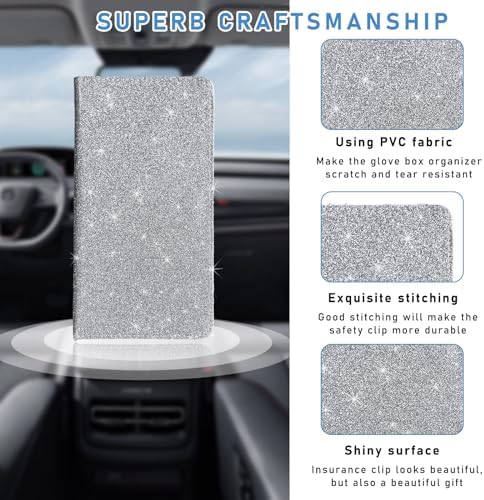 Ziciner Car Registration and Insurance Holder, Auto Card Document Glove Box Organizer with Magnetic Closure, Universal Vehicle Interior Accessories for Cars SUVs (Silver-Large) - Image 3