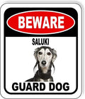 BEWARE SALUKI GUARD DOG Aluminum Composite Outdoor Sign 8.5" x10" Metal Security Notice for Yard, Fence, Porch, Property, and Business – No Trespassing, Warning, Attack Dogs, Protection by WorkHouseSigns