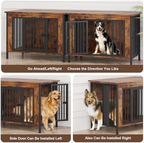 EasyCom 39.96" Dog Crate Furniture for 1 or 2 Dogs, 35-60 Pounds, Brown - Image 2