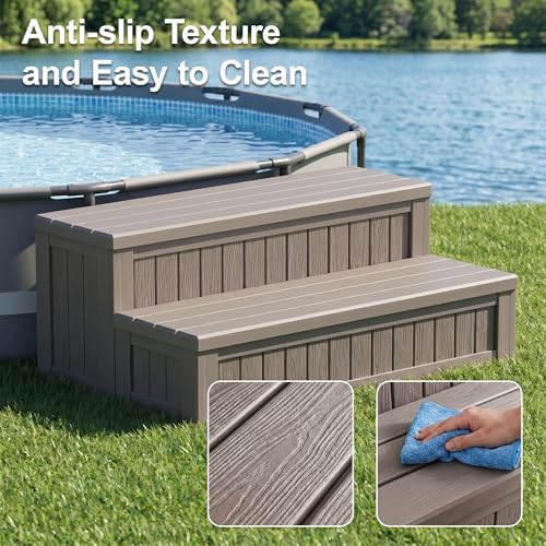 Fancyango Hot Tub Steps with Storage 36.6" L Gray - Image 6