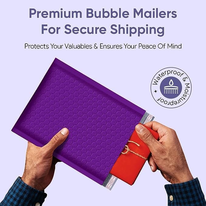 Purple Bubble Mailers #7 Extra Large Poly Mailers 14.5x19 Inch. Bubble Lined - Image 3