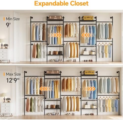 Higeego W5 Industrial Pipe Clothes Rack, Heavy Duty Clothing Rack, Black - Image 2