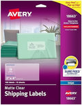 Avery Printable Shipping Labels with Sure Feed, 2" x 4", Matte Clear, 100 Blank Mailing Labels (18663) by Avery