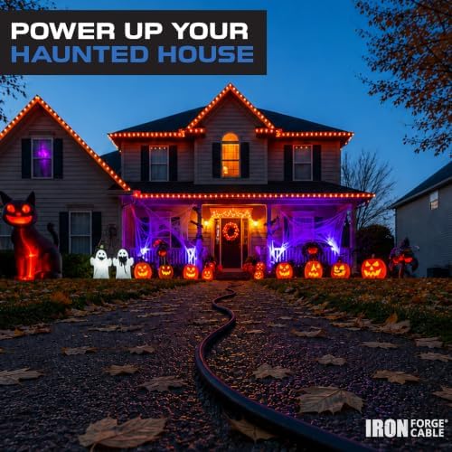 IRON FORGE CABLE 2 Pack of 6 Ft Outdoor Extension Cords - 16/3 Heavy Duty Black Extension Cord Pack - Image 5