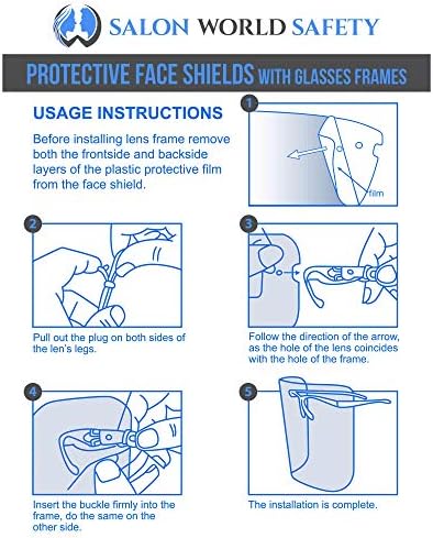 Salon World Safety Face Shields with Blue Glasses Frames (Pack of 25) - Image 6
