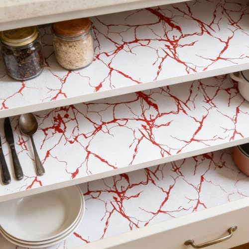 Red Marble Pattern Shelf Liner, Non-Adhesive Non-Slip Thickened - Image 5