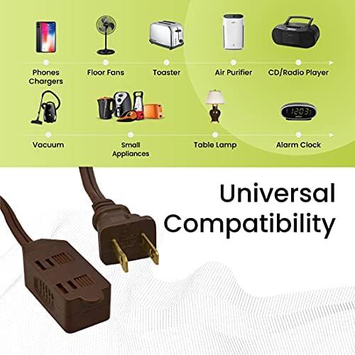 GoGreen Power (GG-24820) 16/2 20’ Household Extension Cord, 3 Outlets, Brown (Pack of 2) - Image 2