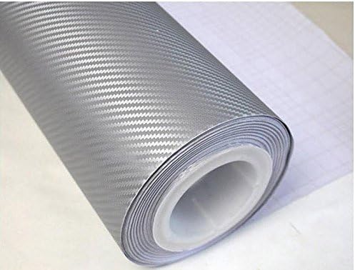 F & B LED LIGHTS Silver 3D Carbon Fiber Film Twill Weave Vinyl Sheet Roll Wrap by F+%26+B+LED+LIGHTS