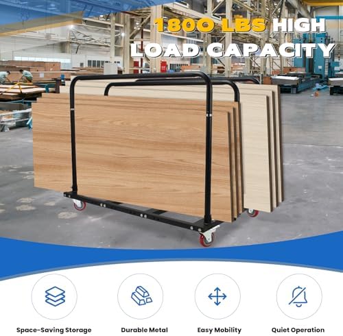 Folding Table Cart, Heavy Duty Panel Cart with 1,800LBS Capacity & 10 Table Holder, Features Swivel Casters for Easy Transport, Ideal for Catering Events, Wedding Receptions, and Conference Setups - Image 3
