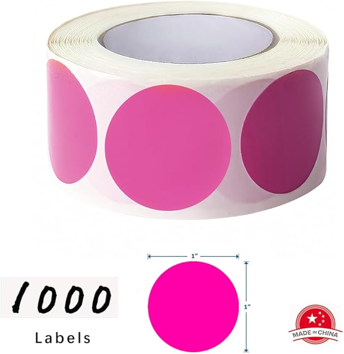 SHYGO® 1“ Pink Circle Dot Stickers Color Coding Labels - Image 2