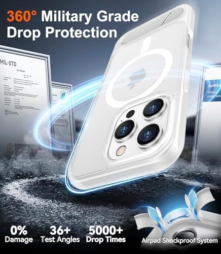 Temdan Magnetic Compatible with iPhone 16 Pro Case, [Built-in Invisible Kickstand][Compatible with MagSafe][Military Grade Shockproof] Slim Translucent Matte Phone Case for iPhone 16 Pro 6.3" - Image 4
