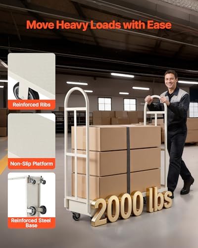 VEVOR 2000LBS Heavy-Duty U-Boat Cart, Platform Truck Dolly with 6 Wheels & Dual Detachable Handles, Heavy Duty Steel Utility Cart for Warehouse/Manufacturing Plant/Logistics Center/Job Site - Image 2