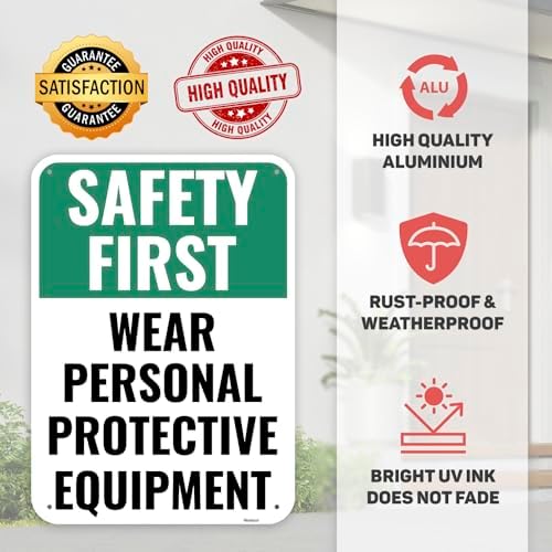 1PC Safety Sign, 14 x 10 Inches - Aluminum - Safety Decorations Posters For Workplace - Wear Personal Protective Equipment - Image 3