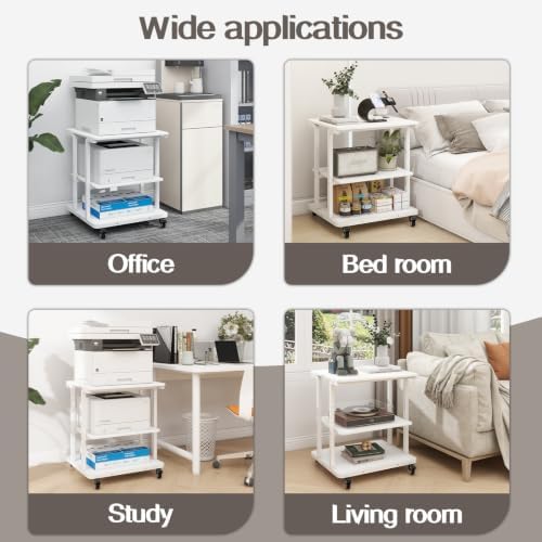 Natwind 3 Tier Laser Printer Stand,24''x20'' Side Table for Printer,White - Image 7