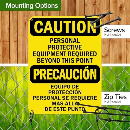 Caution Personal Protective Equipment Required Beyond This Point Bilingual Osha Sign, 18x24 Inches, 55 mil thick HDPS (high density polystyrene), Made in USA by My Sign Center - Image 5