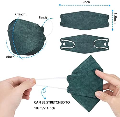 Borje KN95 Face Masks for Adults 50 Pack, 5-Ply Emerald Green Disposable Face Mask Against PM 2.5 Smoke & Dust, Filtration Efficiency 95% - Image 5