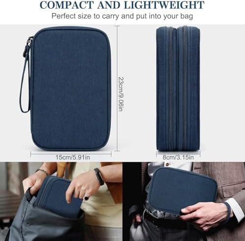 FYY Electronic Organizer, Travel Tech Pouch Bag, Large, Navy - Image 2