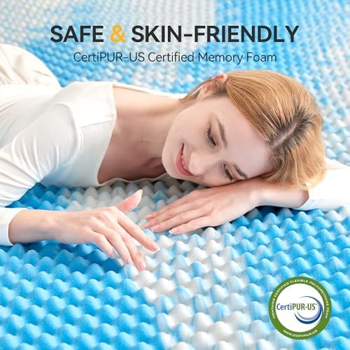 SINWEEK 2 Inch Egg Crate Memory Foam Mattress Topper King Size, Soft Mattress Pad for Back Pain Relief, Bed Topper, CertiPUR-US Certified, Blue - Image 4