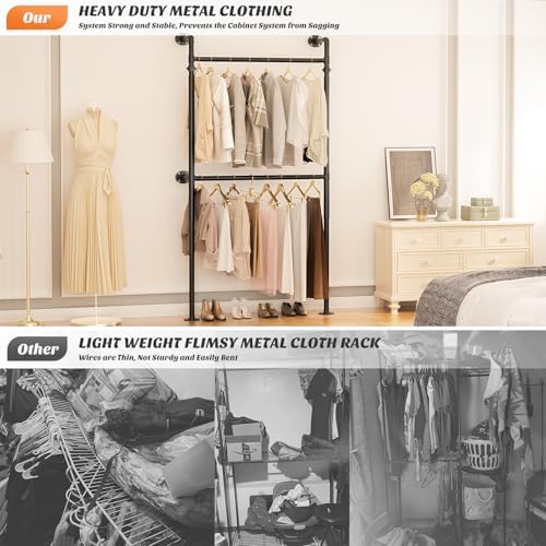 Aheaplus Industrial Pipe Clothing Rack, Reversible 3.5FT Clothes Rack - Image 5