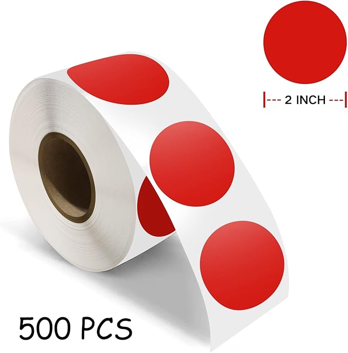 500 PCS Dot Sticker Tape 2" Inch Round Color Coding Labels Removable Writable - Image 7