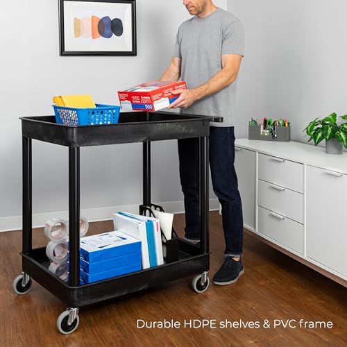Stand Steady Tubstr Large 2 Shelf Utility Cart Supports Up to 200 lbs - Heavy Duty Deep Tub Cart, Rolling Storage Cart & Tool Cart for School, Office, Warehouse (32 x 24in) - Image 2