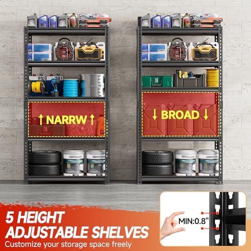 71.9" H Garage Shelves,Garage Storage Shelves Heavy Duty,Heavy Duty Garage Shelving,Adjustable 5 Tier Shelving for Garage Storage,Warehouse,71.9" Hx35.4 W x15.7 D - Image 7