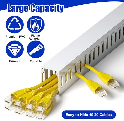 1.6"H x 1.2"W Cable Raceway, 99in Under Desk Wire Management Channel, White - Image 4